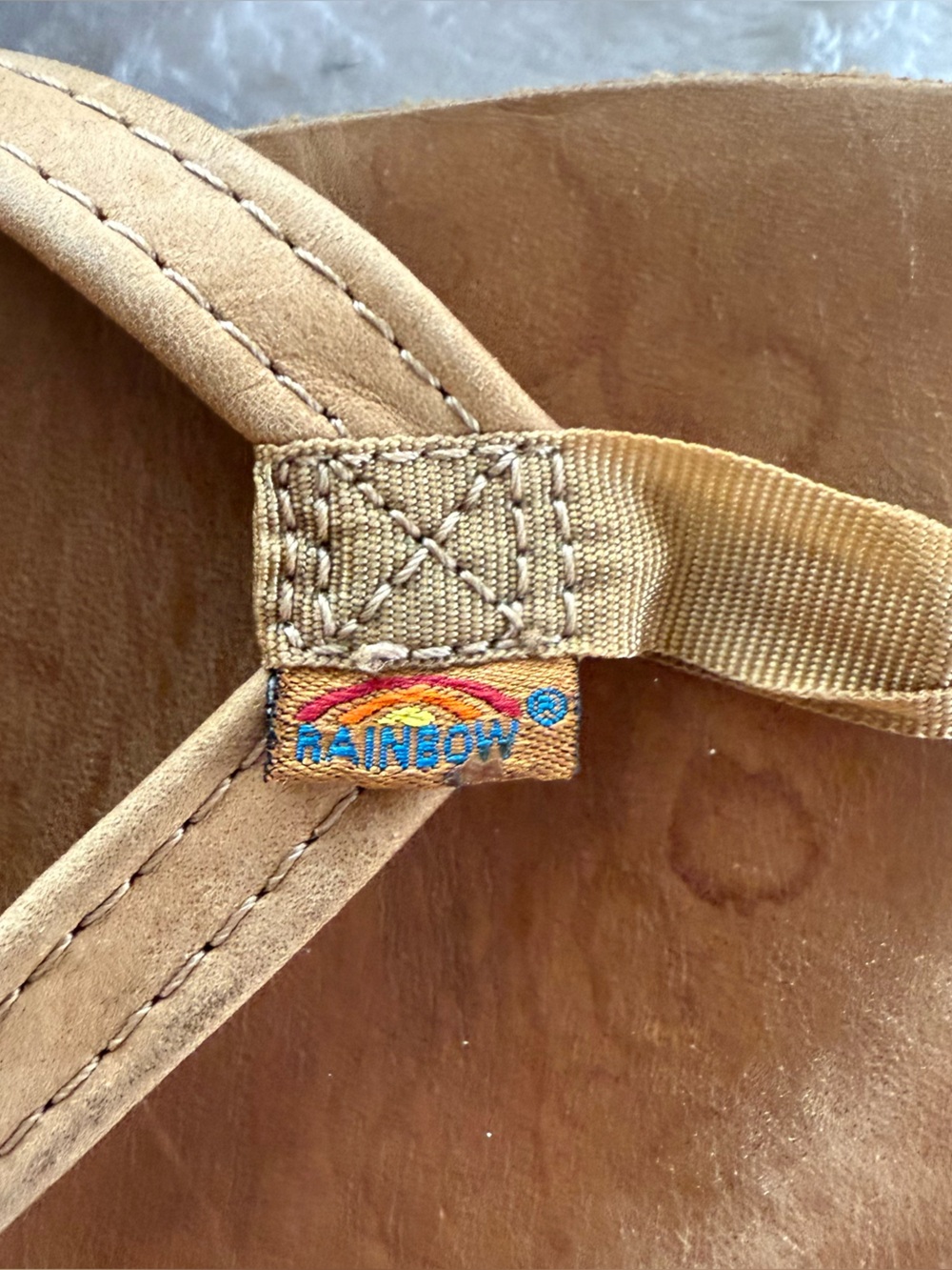 Rainbow Tan Leather-Style Women's Flip Flop Sandals - Picture 7 of 8